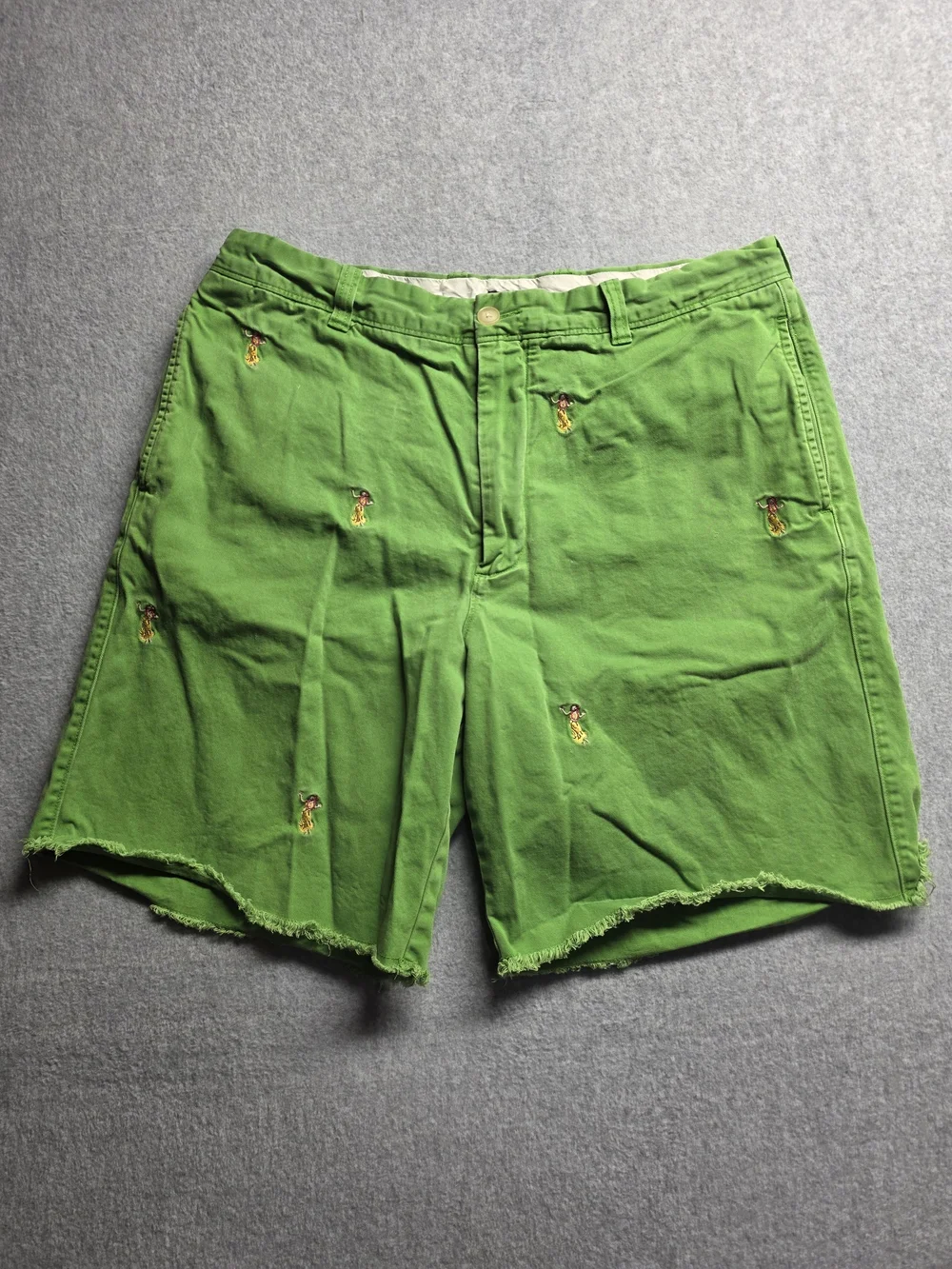 J Crew Chino Shorts Hula Girl Hawaiian Cut Off Distress Size 36